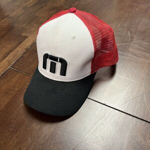 TRAVIS MATHEW Trucker Hat One Size Fits All Red White Black Golf Hat Breathable